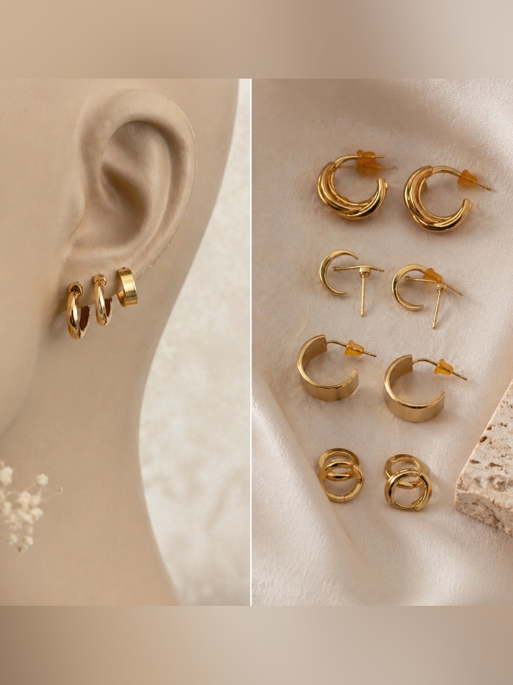 Gold Hoop Earring Set - Women Jewelry